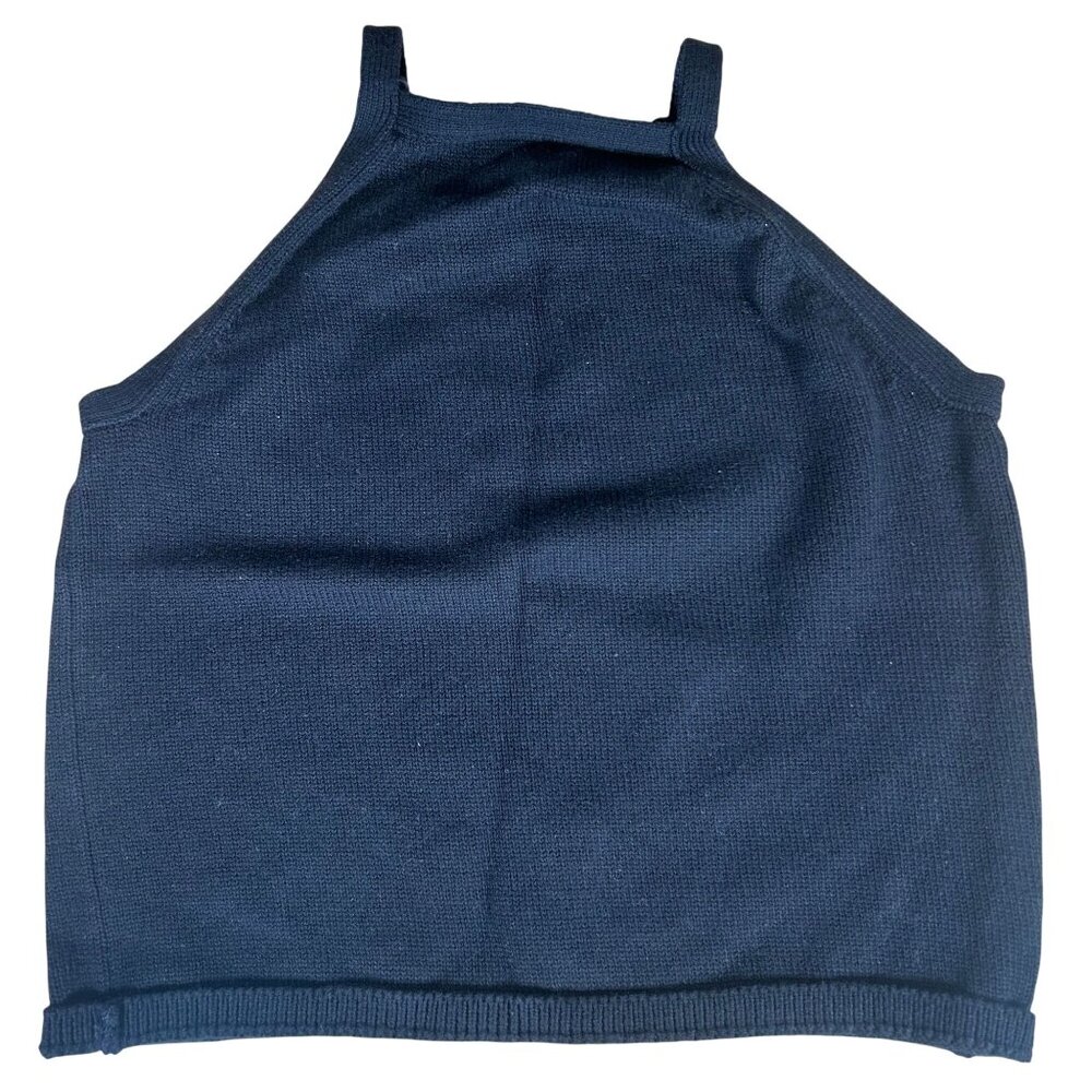 525 Knitted Halter Top Cotton Black Cropped Women's Size M